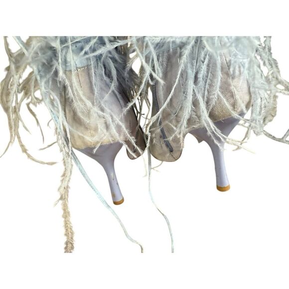 Jeffrey Campbell Shake Ya Boot Baby Blue Feather Leather Boots 7.5 - Picture 11 of 16